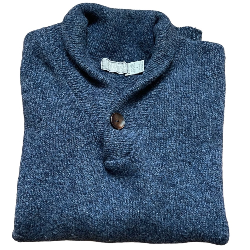 Christopher Hayes Wool Blend Shawl Collar Knit Sweater Size: L‎